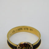Victorian 9ct Gold, Enamel & Hairwork Mourning Ring Antique 1898 Chester
