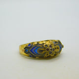 Chinese Sterling Silver Gilt & Enamel Floral Dress Ring Mid-Century c1950