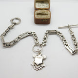 Victorian Sterling Silver Fancy Link Watch Chain 1893 Birmingham Antique