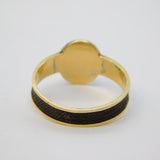 Victorian 9ct Gold, Enamel & Hairwork Mourning Ring Antique 1898 Chester