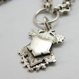 Victorian Sterling Silver Fancy Link Watch Chain 1893 Birmingham Antique