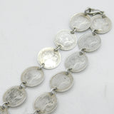 Victorian Sterling Silver Threepence Coin Collar Necklace Antique c1870s