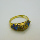 Chinese Sterling Silver Gilt & Enamel Floral Dress Ring Mid-Century c1950
