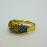 Chinese Sterling Silver Gilt & Enamel Floral Dress Ring Mid-Century c1950