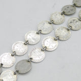 Victorian Sterling Silver Threepence Coin Collar Necklace Antique c1870s