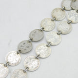 Victorian Sterling Silver Threepence Coin Collar Necklace Antique c1870s