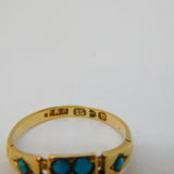 Victorian 15ct Yellow Gold & Turquoise Set Dress Ring Antique 1876 Birmingham