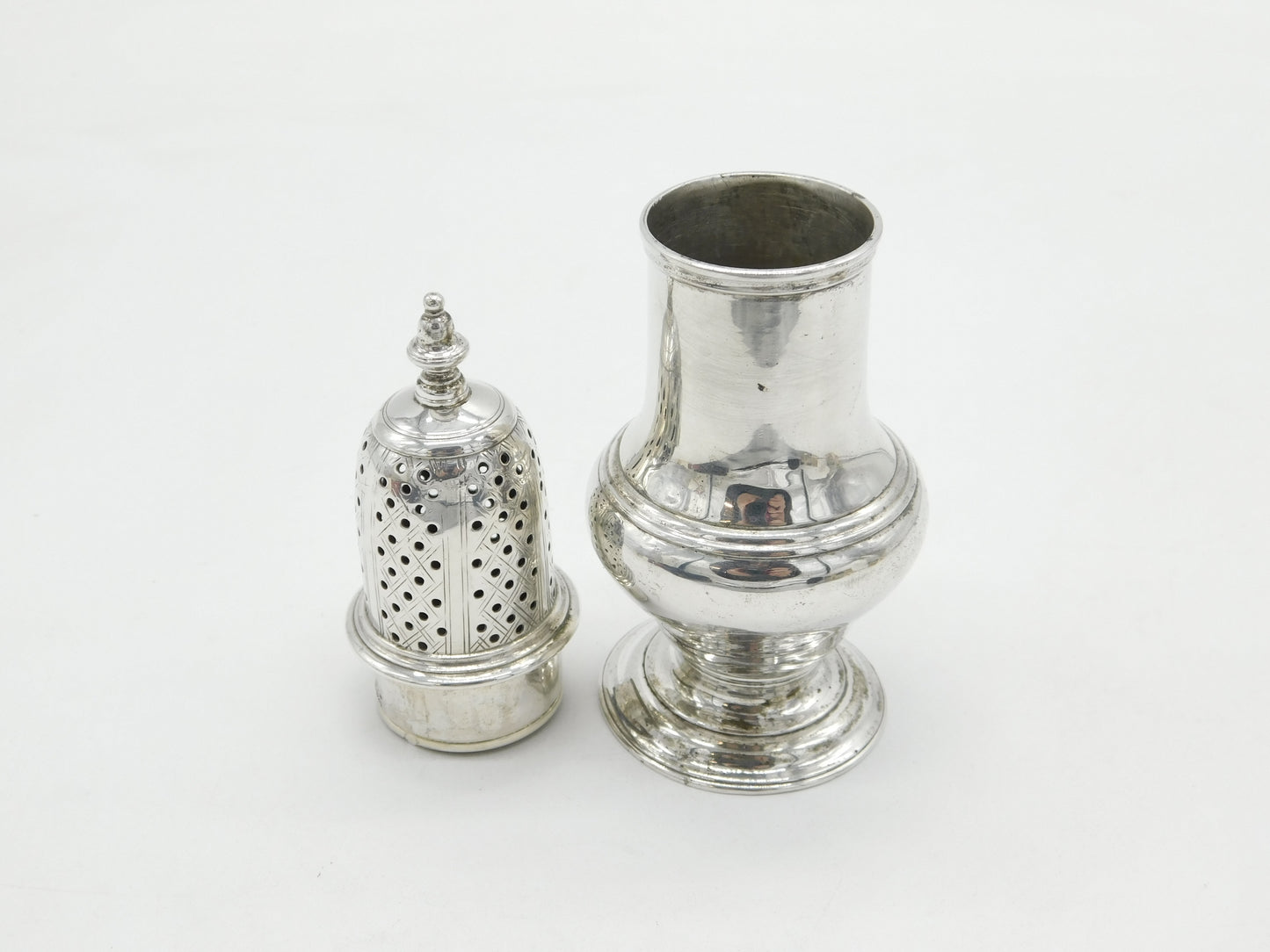 George II Sterling Silver Muffineer Sugar Caster Antique 1756 London S. Wood