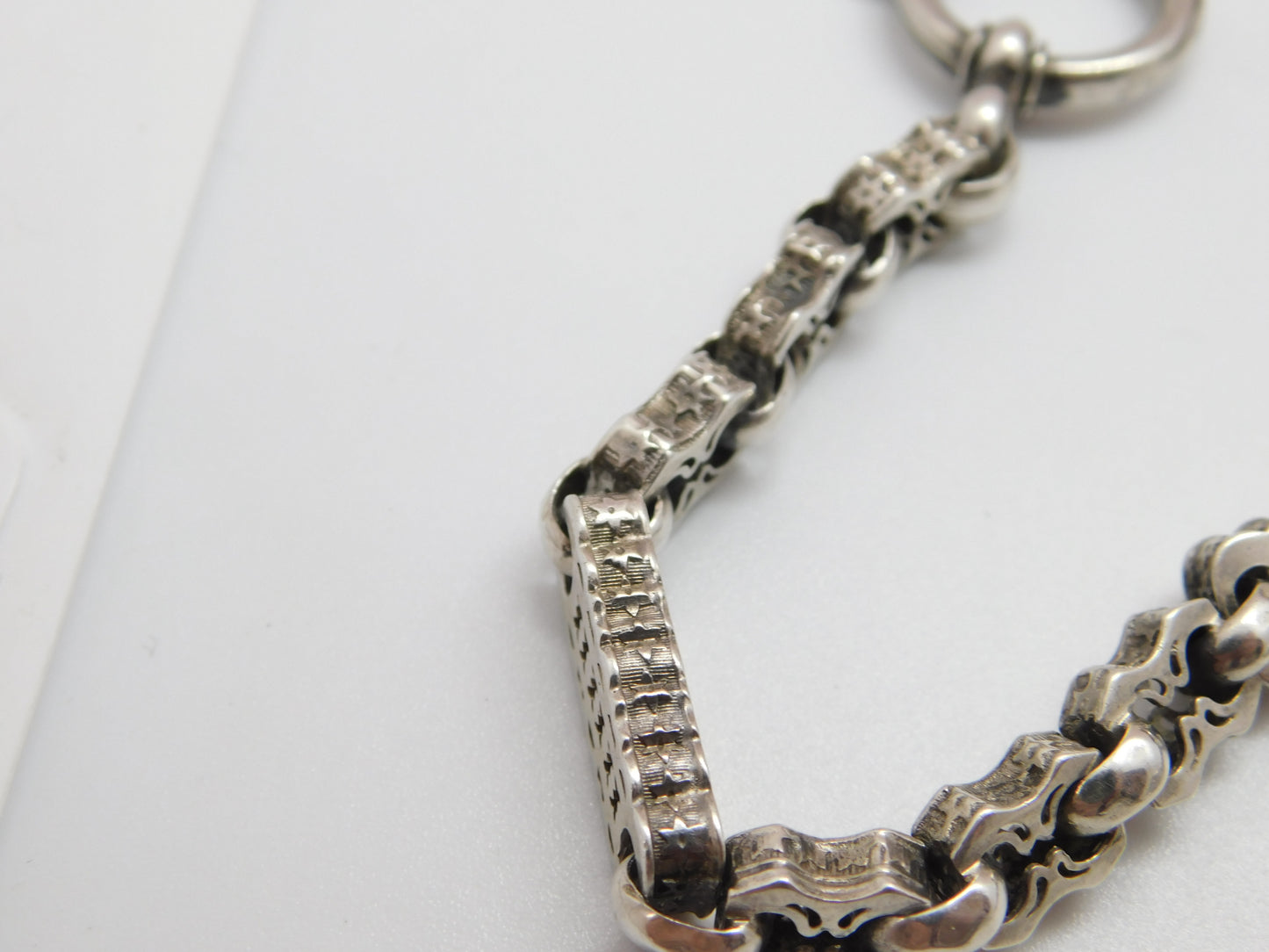 Victorian Sterling Silver Fancy Link Watch Chain 1893 Birmingham Antique