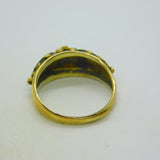 Chinese Sterling Silver Gilt & Enamel Floral Dress Ring Mid-Century c1950