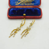 Diamond and 18ct Gold Dangling Ear Pendant Earrings Antique Edwardian c1910
