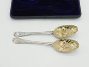 Queen Anne Britannia Silver Berry Dessert Serving Spoons Antique 1702 London