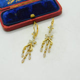 Diamond and 18ct Gold Dangling Ear Pendant Earrings Antique Edwardian c1910