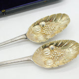 Queen Anne Britannia Silver Berry Dessert Serving Spoons Antique 1702 London
