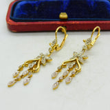 Diamond and 18ct Gold Dangling Ear Pendant Earrings Antique Edwardian c1910