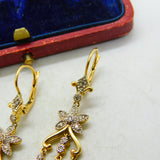 Diamond and 18ct Gold Dangling Ear Pendant Earrings Antique Edwardian c1910