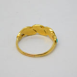 Victorian 18ct Gold, Seed Pearl & Turquoise Set Crossover Ring Antique c1880s