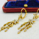 Diamond and 18ct Gold Dangling Ear Pendant Earrings Antique Edwardian c1910