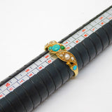 Victorian 18ct Gold, Seed Pearl & Turquoise Set Crossover Ring Antique c1880s