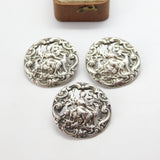 Victorian Sterling Silver Lady with Dog Dress Buttons 1901 London Antique