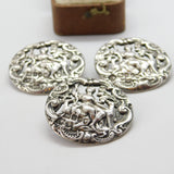 Victorian Sterling Silver Lady with Dog Dress Buttons 1901 London Antique