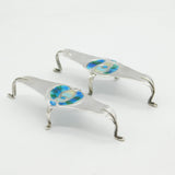Art Nouveau Pair of Sterling Silver Colourful Enamel Knife Rests Antique c1900