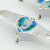 Art Nouveau Pair of Sterling Silver Colourful Enamel Knife Rests Antique c1900