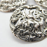 Victorian Sterling Silver Lady with Dog Dress Buttons 1901 London Antique