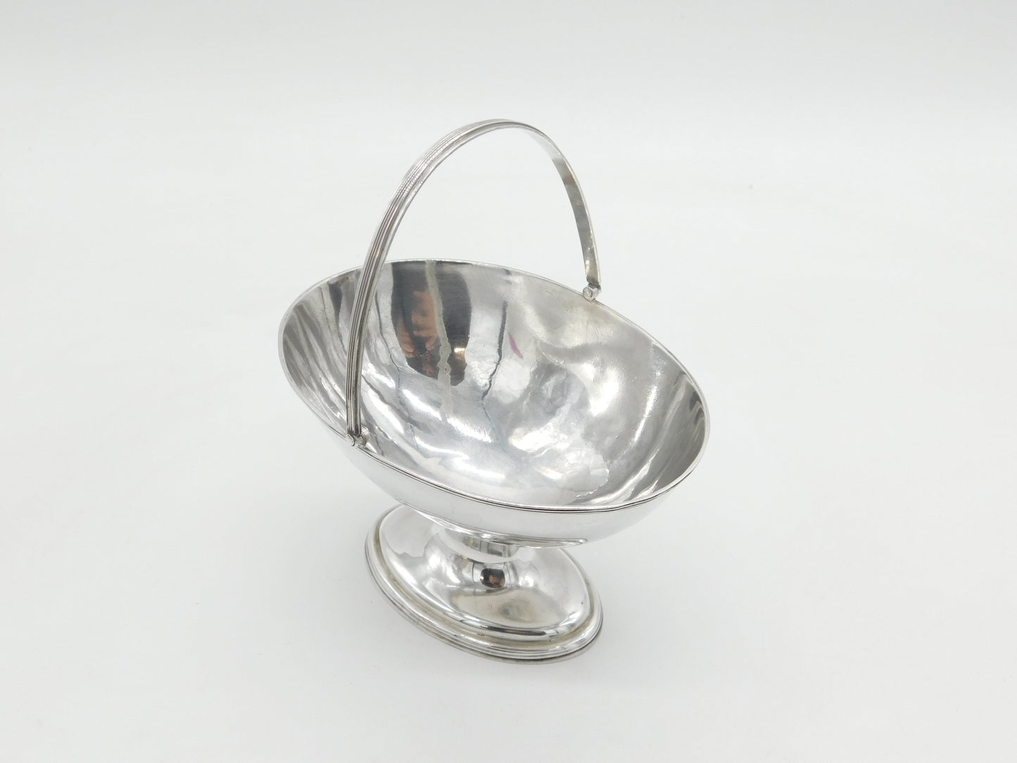 George III Sterling Silver Pedestal Swing Handle Sugar Basket Antique 1792 London