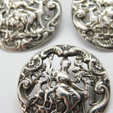 Victorian Sterling Silver Lady with Dog Dress Buttons 1901 London Antique