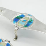Art Nouveau Pair of Sterling Silver Colourful Enamel Knife Rests Antique c1900