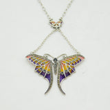 Sterling Silver Plique-à-Jour Enamel, Sapphire, Marcasite Butterfly Necklace