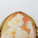 Victorian Rolled Gold Large Athena Goddess Carved Shell Cameo c1860