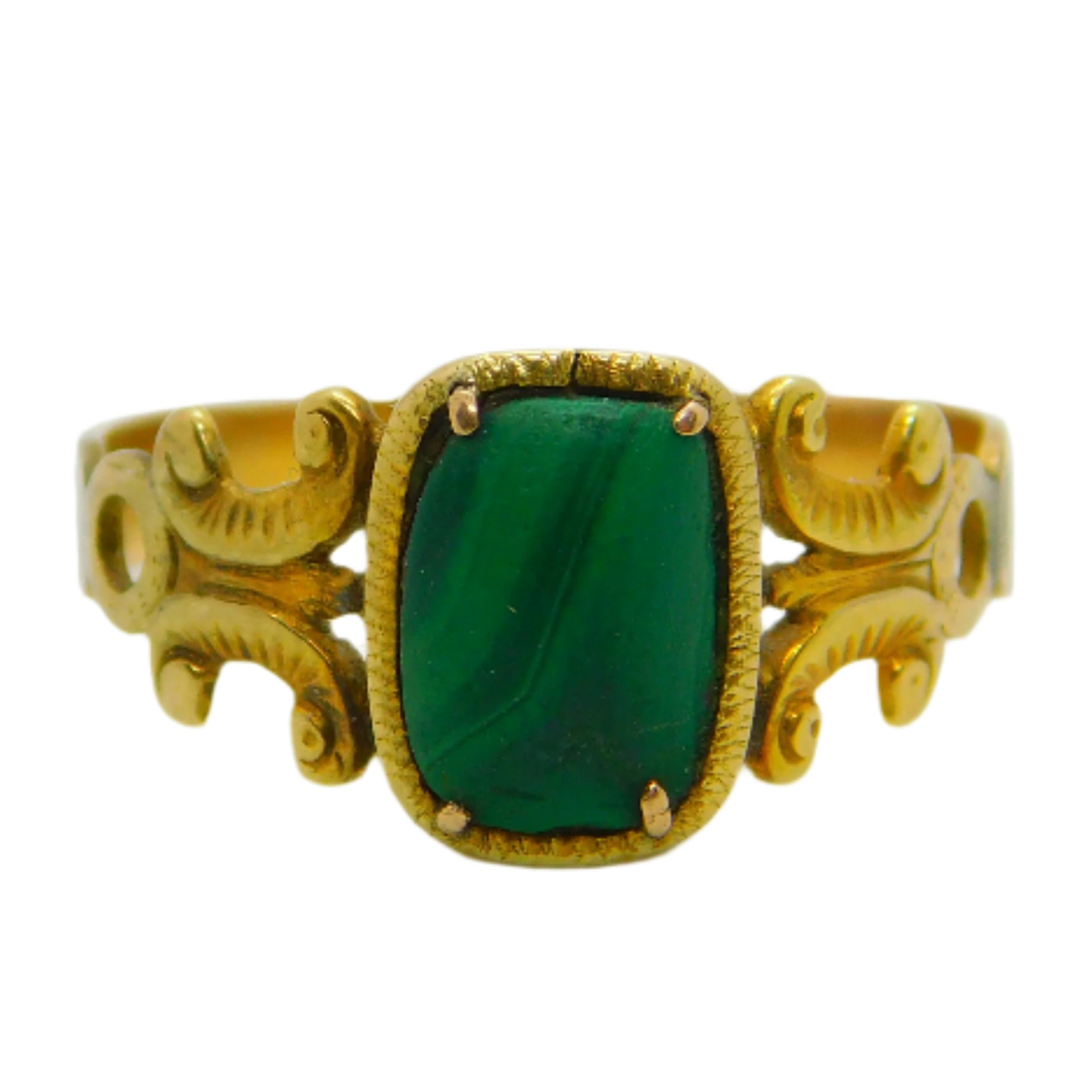 Georgian 15ct gold malachite ring
