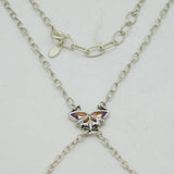 Sterling Silver Plique-à-Jour Enamel, Sapphire, Marcasite Butterfly Necklace