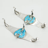 Art Nouveau Pair of Sterling Silver Colourful Enamel Knife Rests Antique c1900