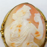 Victorian Rolled Gold Large Athena Goddess Carved Shell Cameo c1860