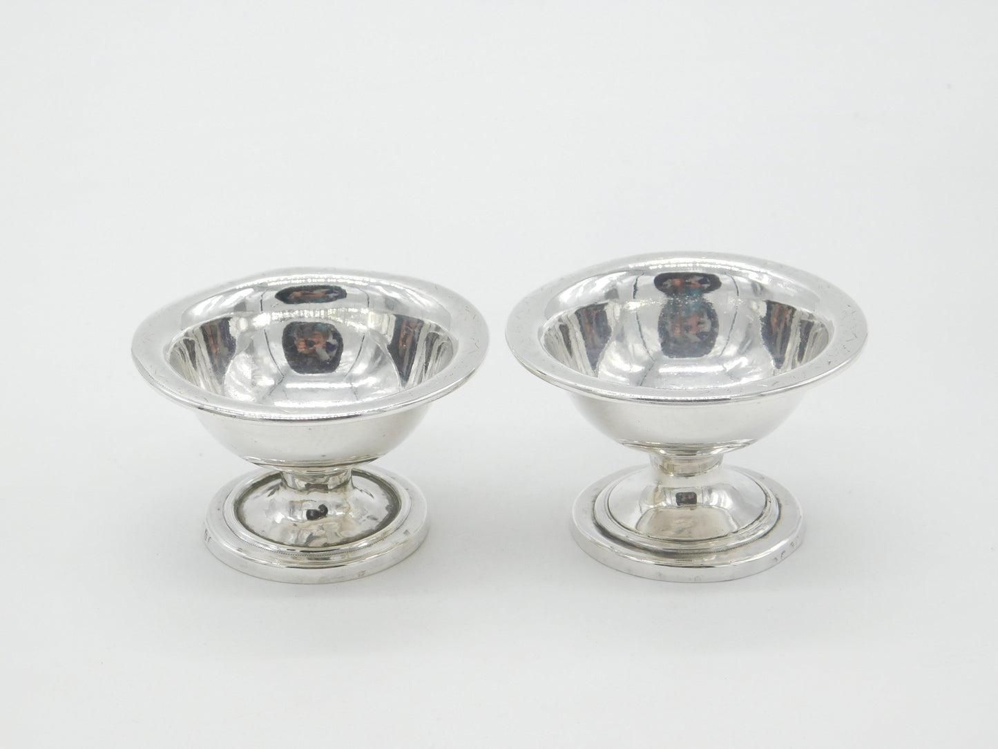 Pair of Georgian Sterling Silver Cauldron Salt Cellars 1792 London Antique