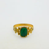 George III 15ct Gold & Green Malachite Panel Set Dress Ring Antique c1790