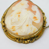 Victorian Rolled Gold Large Athena Goddess Carved Shell Cameo c1860