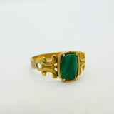George III 15ct Gold & Green Malachite Panel Set Dress Ring Antique c1790