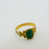 George III 15ct Gold & Green Malachite Panel Set Dress Ring Antique c1790