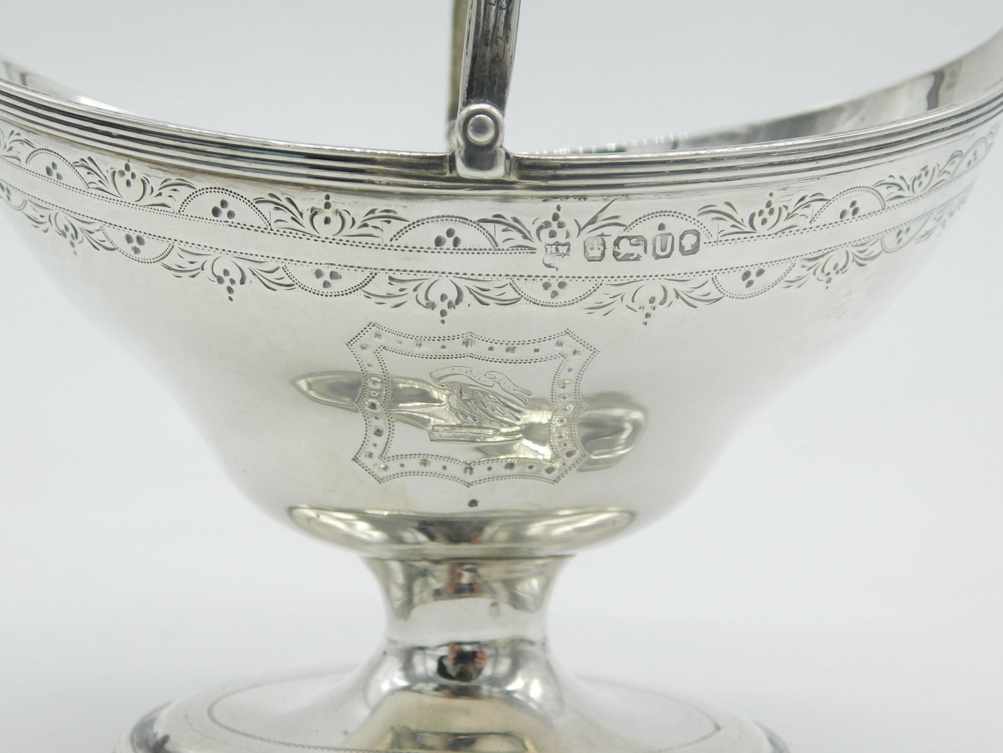 Victorian Sterling Silver Floral Pedestal Sweet Treat Basket Antique 1887 Sheffield