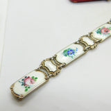 Norwegian Guilloche Enamel Flower Silver Bracelet Ivar T Holth Mid-Century c1950