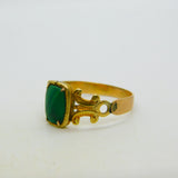 George III 15ct Gold & Green Malachite Panel Set Dress Ring Antique c1790