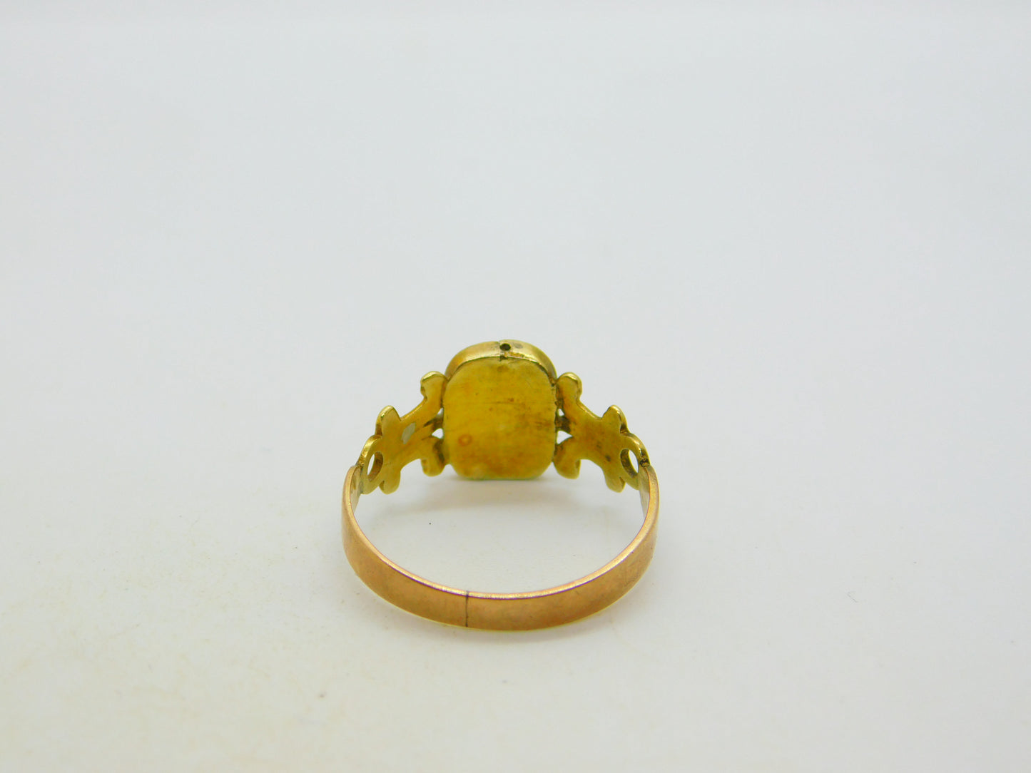 George III 15ct Gold & Green Malachite Panel Set Dress Ring Antique c1790