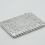 Edwardian Sterling Silver Floral Pattern Monogram Card Case Antique 1902 Birmingham