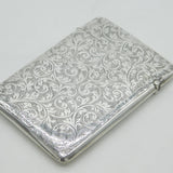 Edwardian Sterling Silver Floral Pattern Monogram Card Case Antique 1902 Birmingham