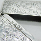 Edwardian Sterling Silver Floral Pattern Monogram Card Case Antique 1902 Birmingham