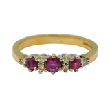 9ct Yellow Gold, Ruby & Diamond Set Dress Ring Vintage London